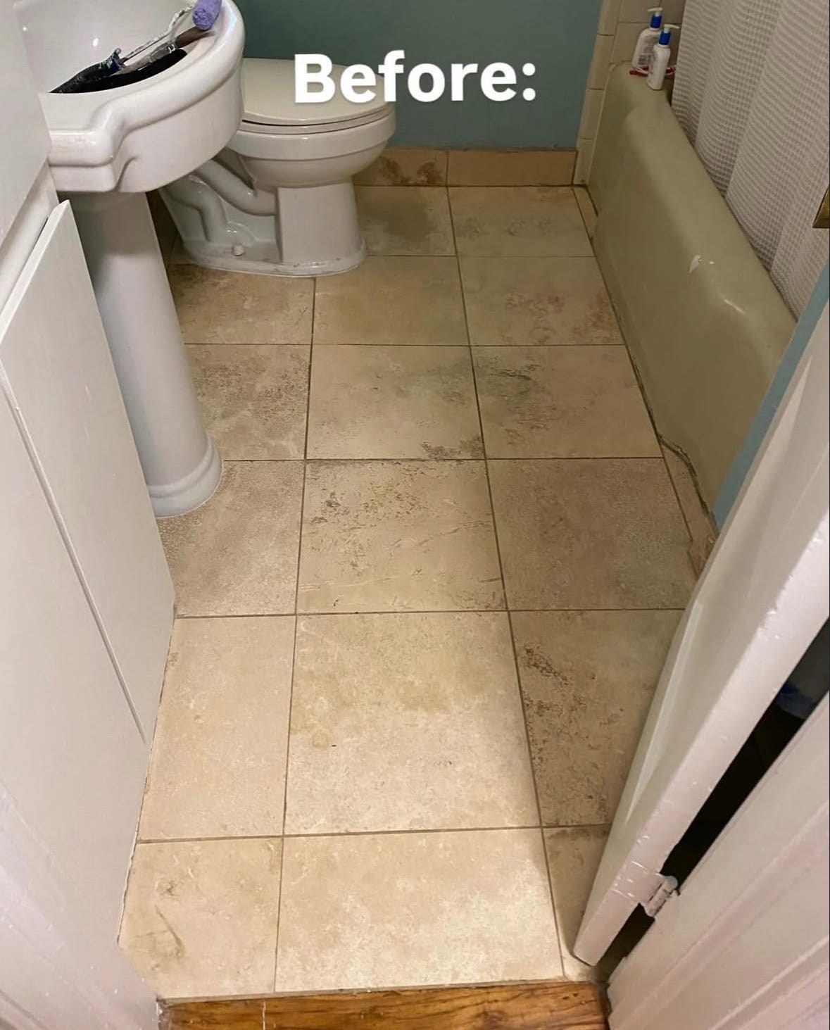 Bathroom Floor Epoxy Coating - Before